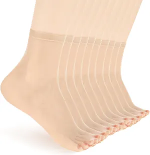10 Pairs Sheer Ankle Socks Thin Nylon Socks Crystal Transparent Silky High Hosiery Socks Ultra-Thin No Show Elastic Socks Short Dress Stockings See Through Socks Low Cut Sheer Socks for Women Nude