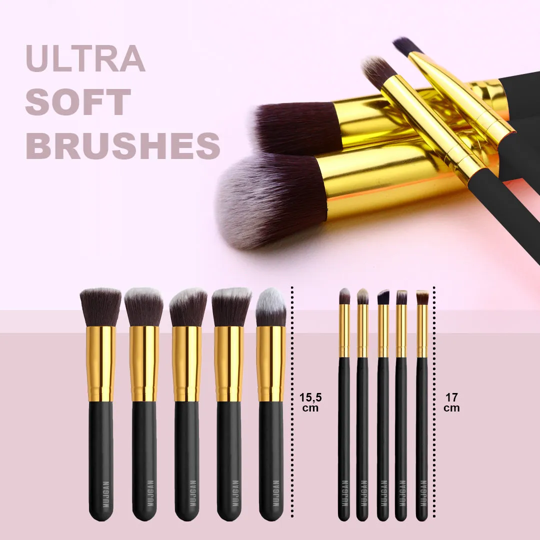 10 PCS Professional Makeup Brush Set (Black)