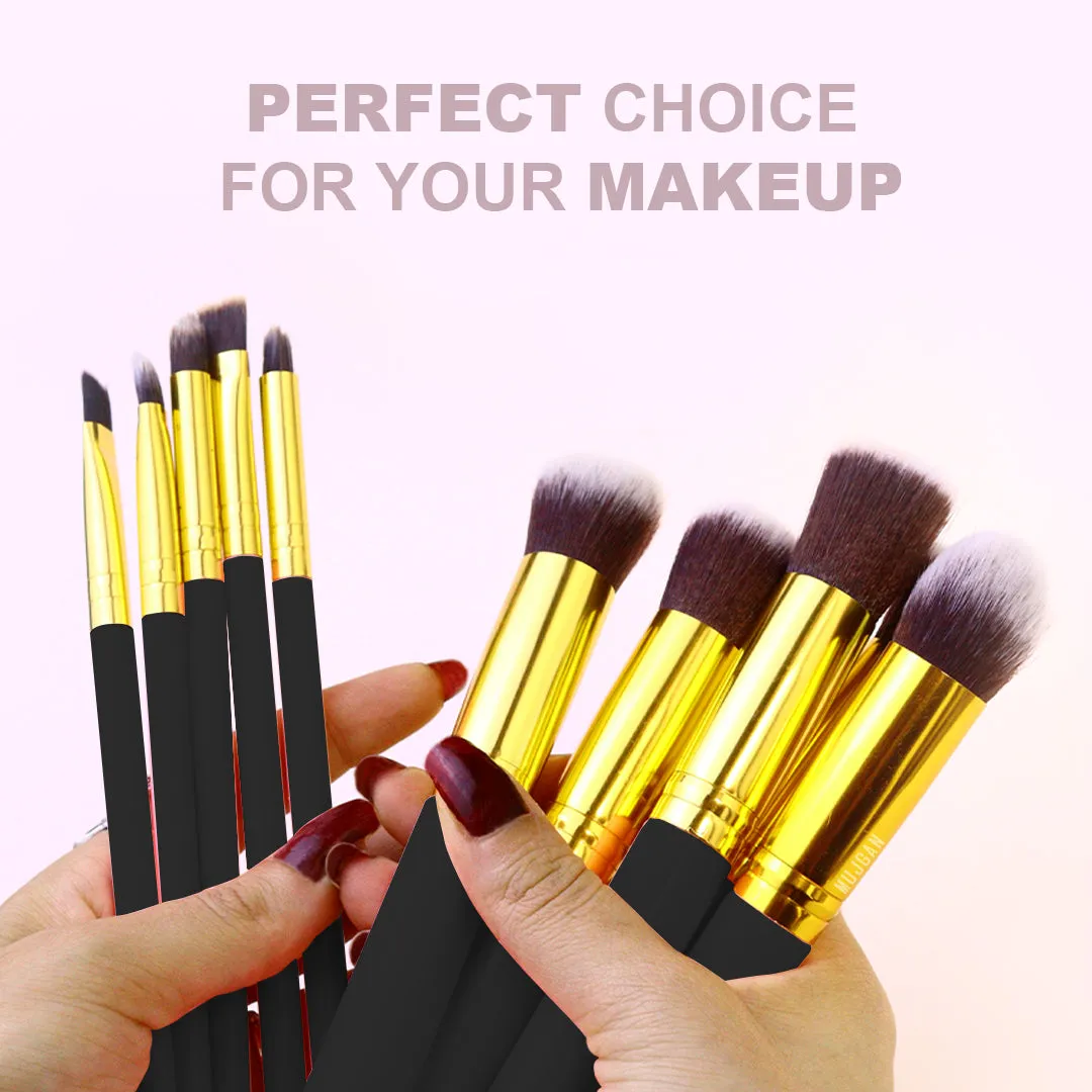 10 PCS Professional Makeup Brush Set (Black)