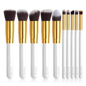 10 PCS Professional Makeup Brush Set (White)