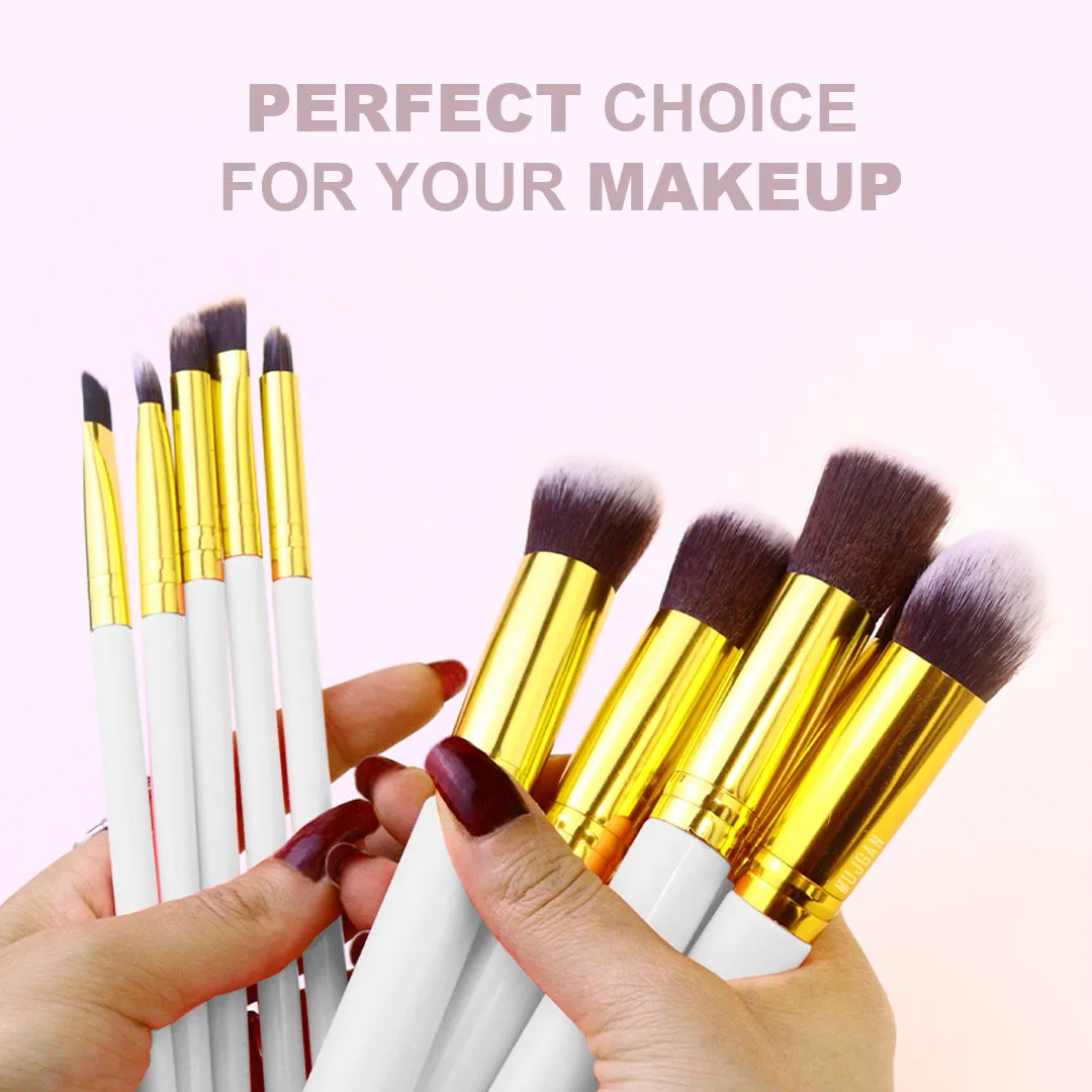 10 PCS Professional Makeup Brush Set (White)