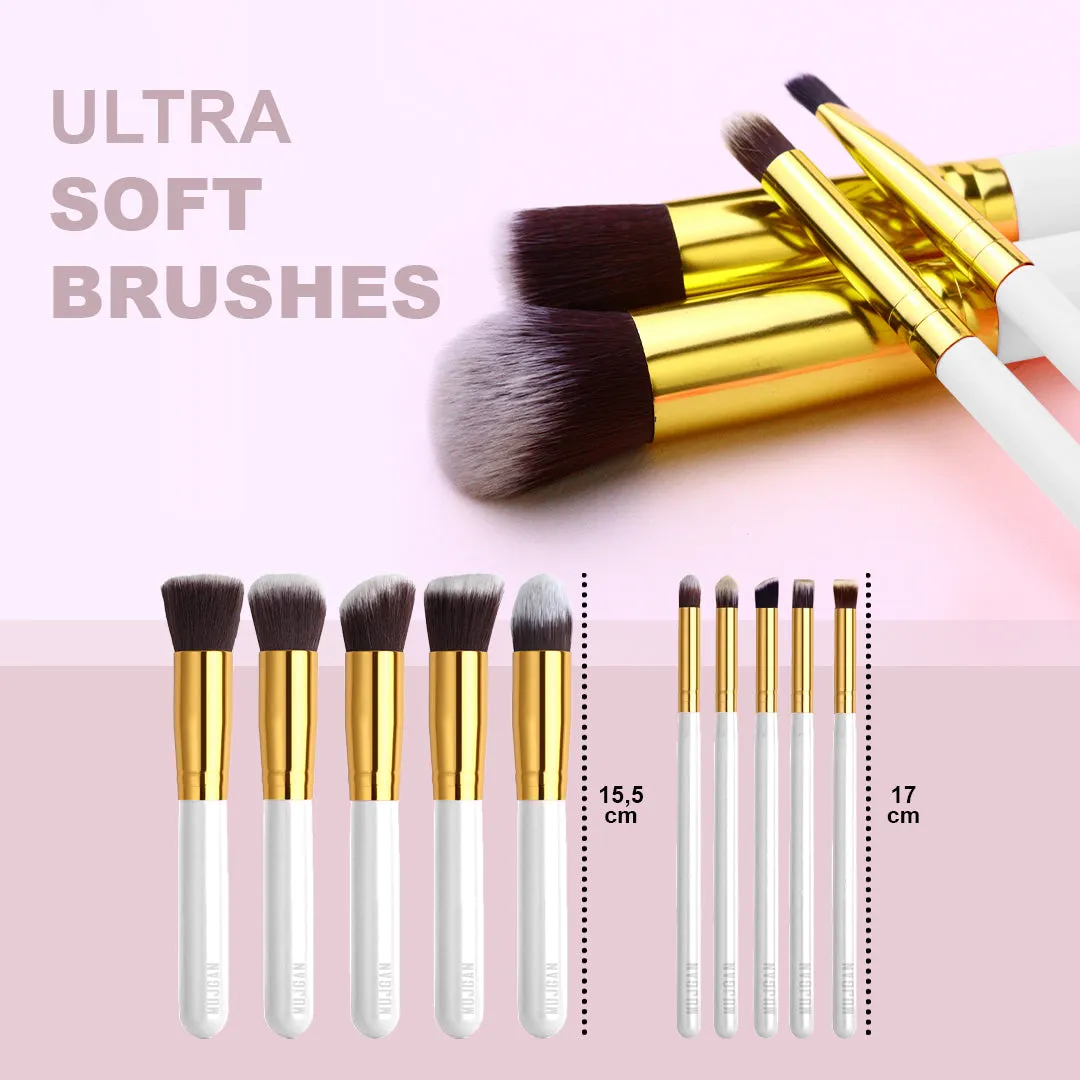 10 PCS Professional Makeup Brush Set (White)