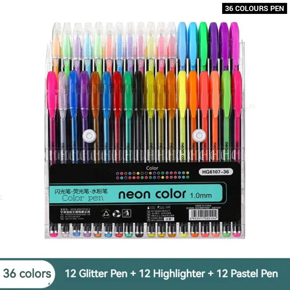 12 60 Pieces Metallic Glitter Gel Pens with 100 Refills