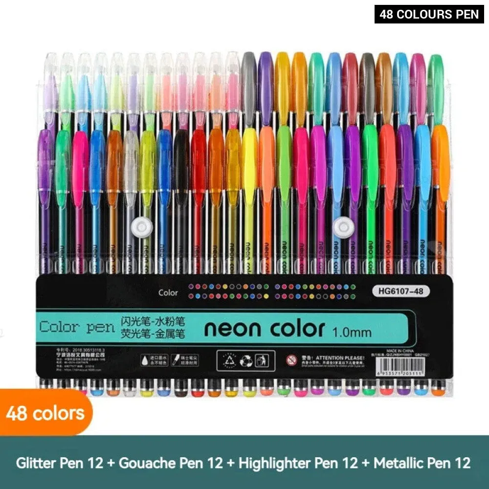 12 60 Pieces Metallic Glitter Gel Pens with 100 Refills
