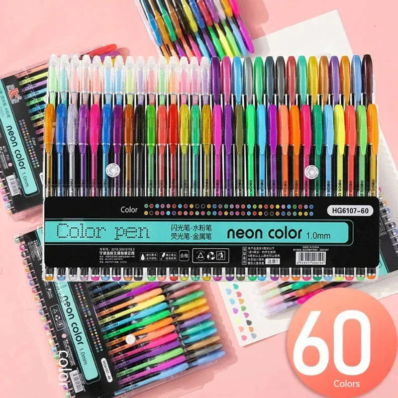 12 60 Pieces Metallic Glitter Gel Pens with 100 Refills