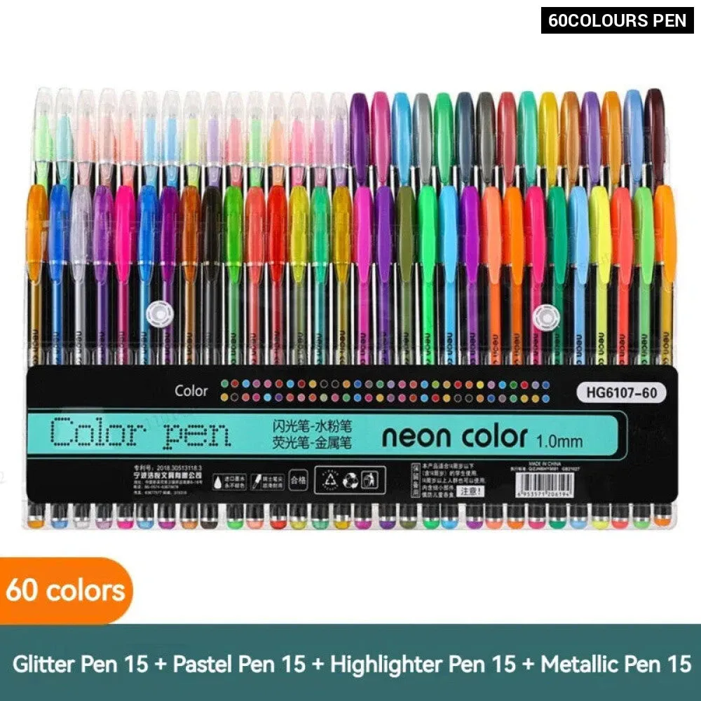 12 60 Pieces Metallic Glitter Gel Pens with 100 Refills