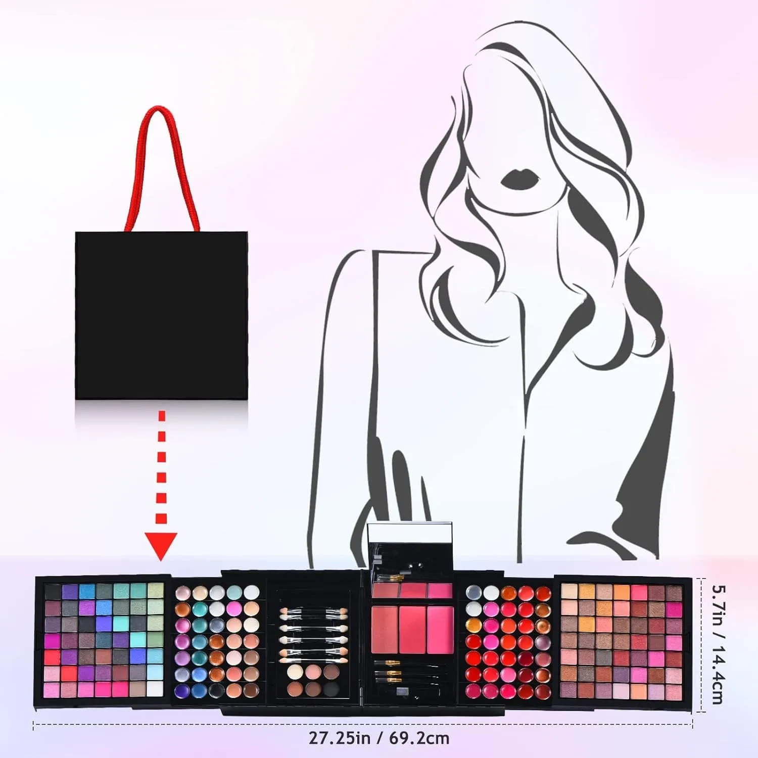 177-Piece All-in-One Makeup Set: 119 Eyeshadows, 35 Lipsticks, 14 Concealers & Accessories