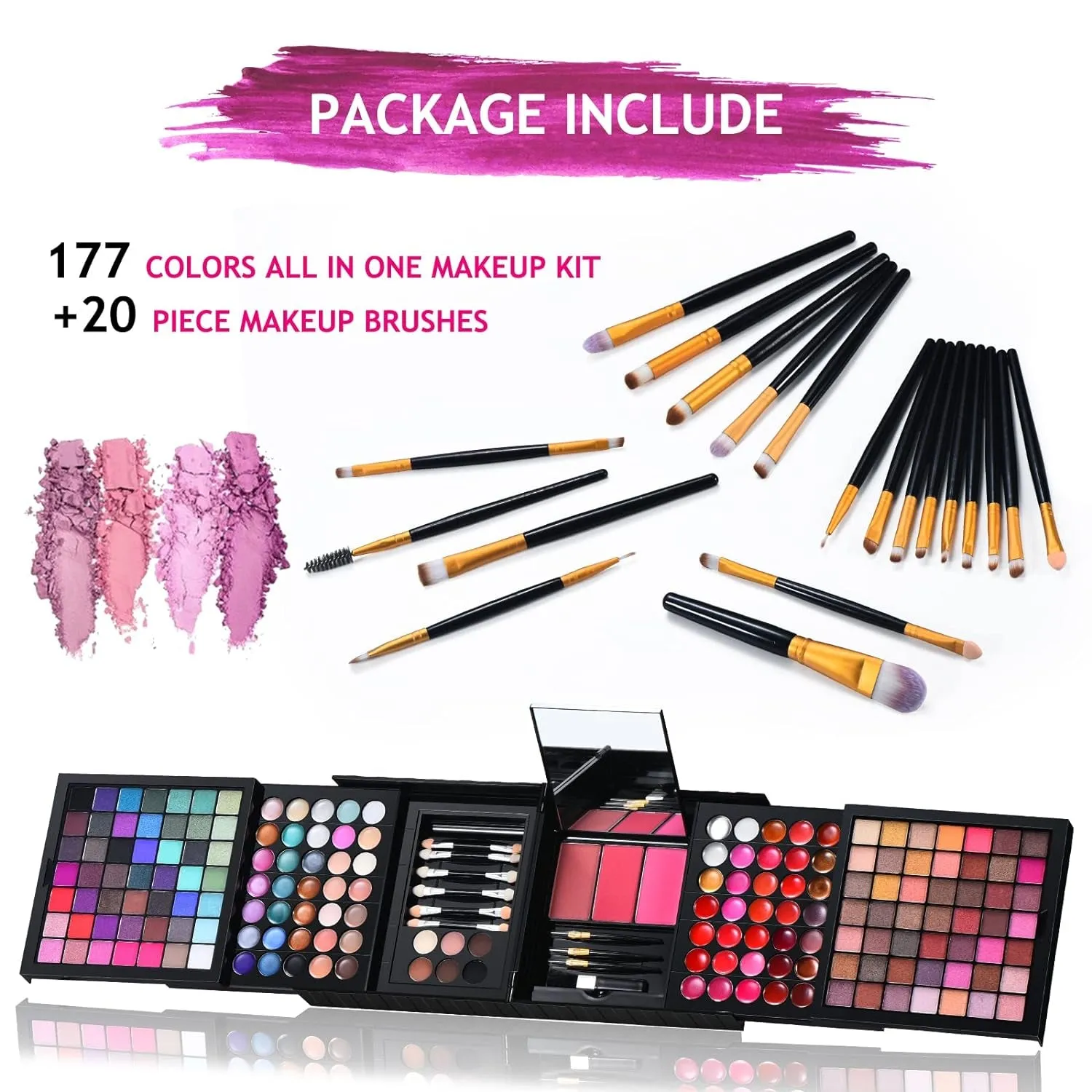 177-Piece All-in-One Makeup Set: 119 Eyeshadows, 35 Lipsticks, 14 Concealers & Accessories