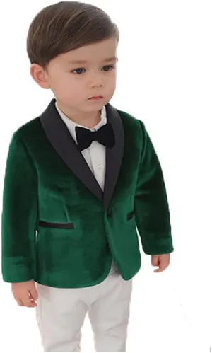 2024 Little Boy Velvet Toddler Blazers for Boy Children Kids Shawl Lapel Jacket STTZJK001