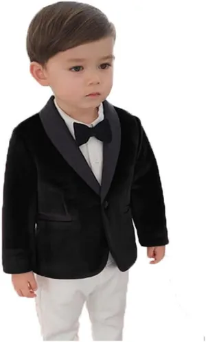 2024 Little Boy Velvet Toddler Blazers for Boy Children Kids Shawl Lapel Jacket STTZJK001