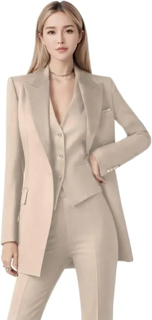 3 PC Women Suit for Work Professional Womens Tuxedo Suit Set Business Suit Blazer Vest Pants