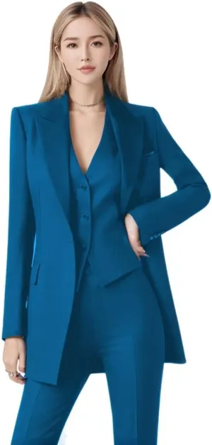 3 PC Women Suit for Work Professional Womens Tuxedo Suit Set Business Suit Blazer Vest Pants