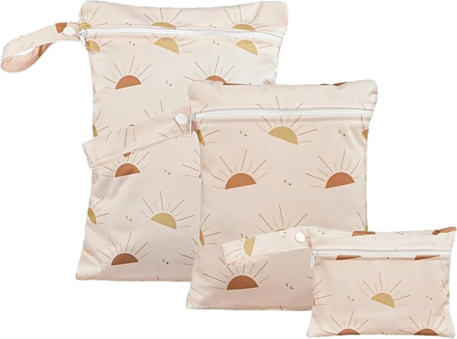3Pcs Wet Bag Set, 3 Sizes Zipper Waterproof Toiletry Bag with Handle Washable Reusable Travel Toiletry for Cloth Diaper, Swimsuits & Wet Clothes, Daycare Stuff