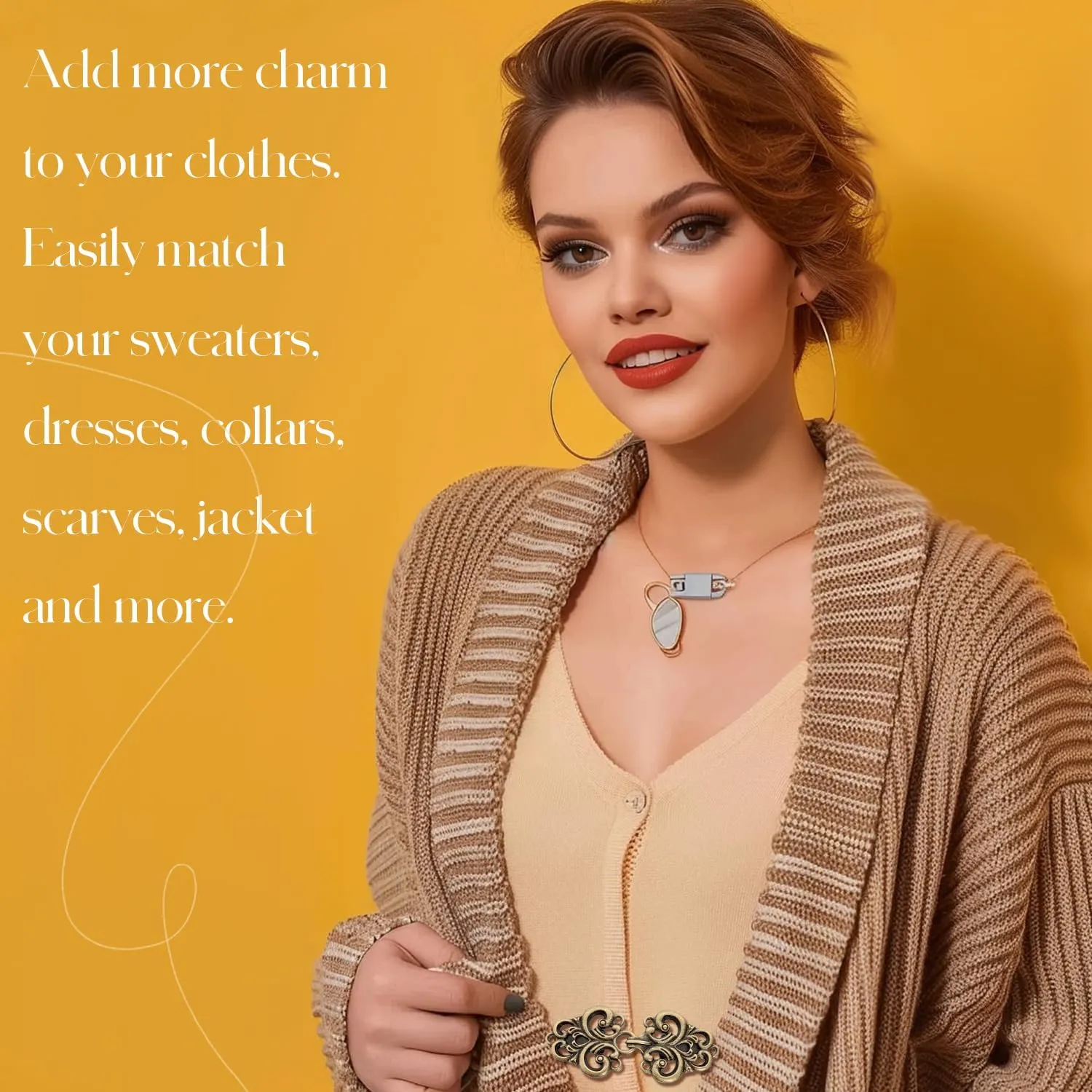 4-Piece Vintage Sweater Swirl Cape Cloak Clips for Dress Retro Cardigan Shawl Collar Clasp Dress Shirt Button Clip for Girl Women