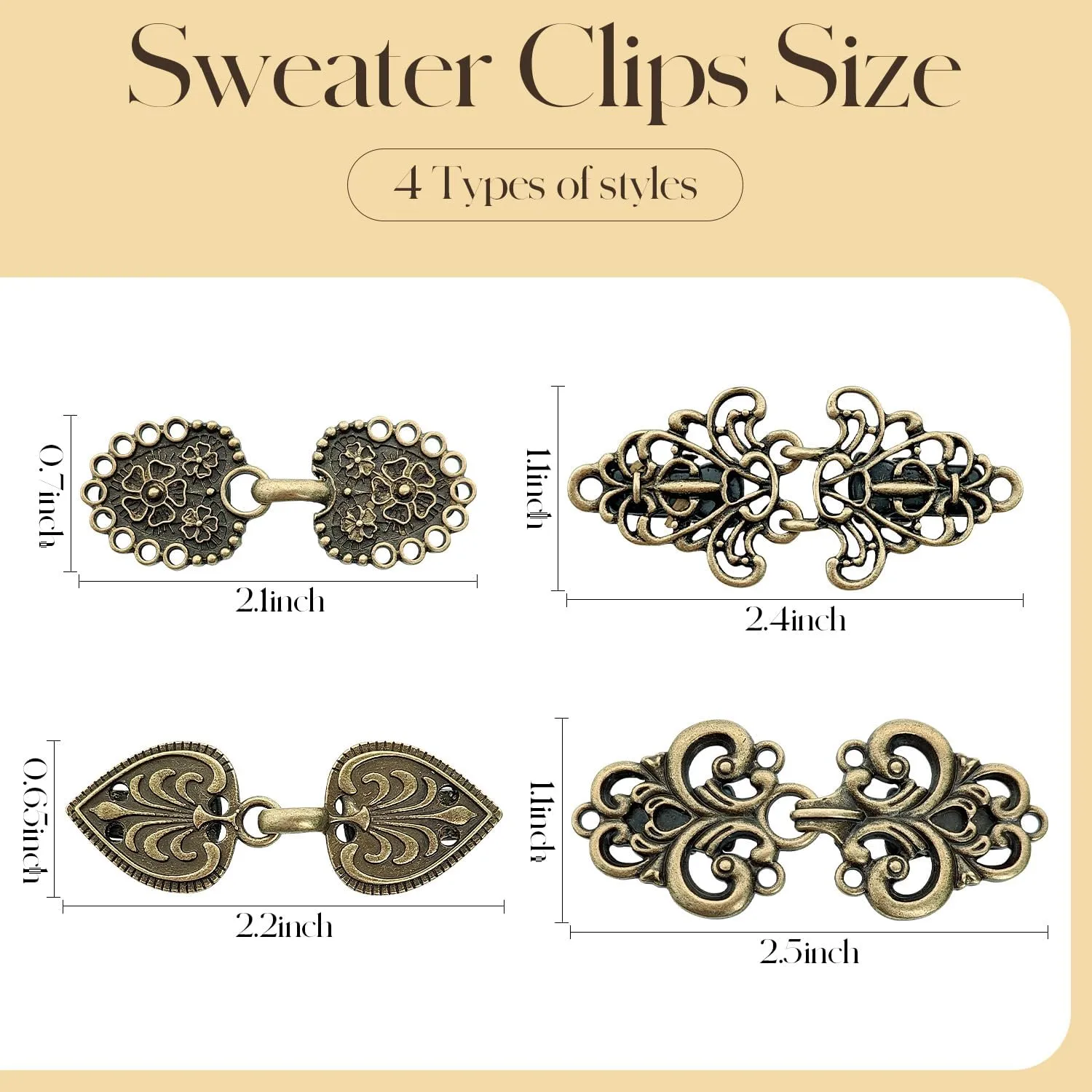 4-Piece Vintage Sweater Swirl Cape Cloak Clips for Dress Retro Cardigan Shawl Collar Clasp Dress Shirt Button Clip for Girl Women