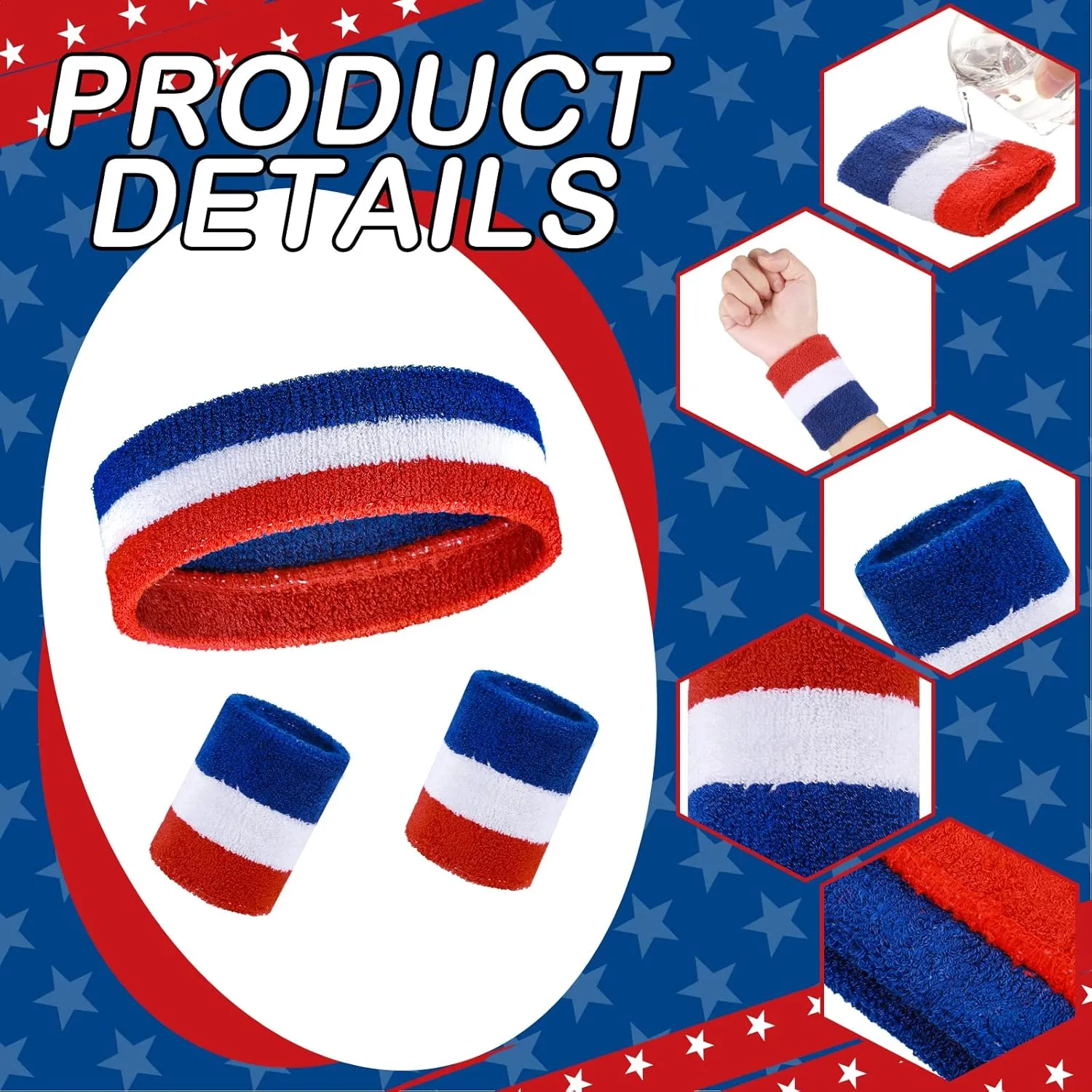 6 Pcs 80s Costume for Men 90s Workout Outfit Set Including Shorts Striped Sweatbands Headband Socks