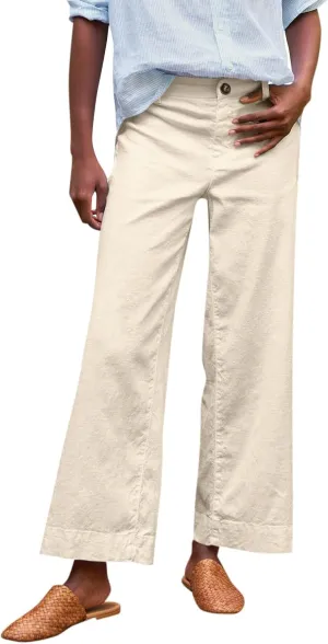 ADHOWBEW Plus Size Linen Pants for Women 2025 Flowy Casual Work Elastic Waist Dressy Plus Size Lounge Slacks