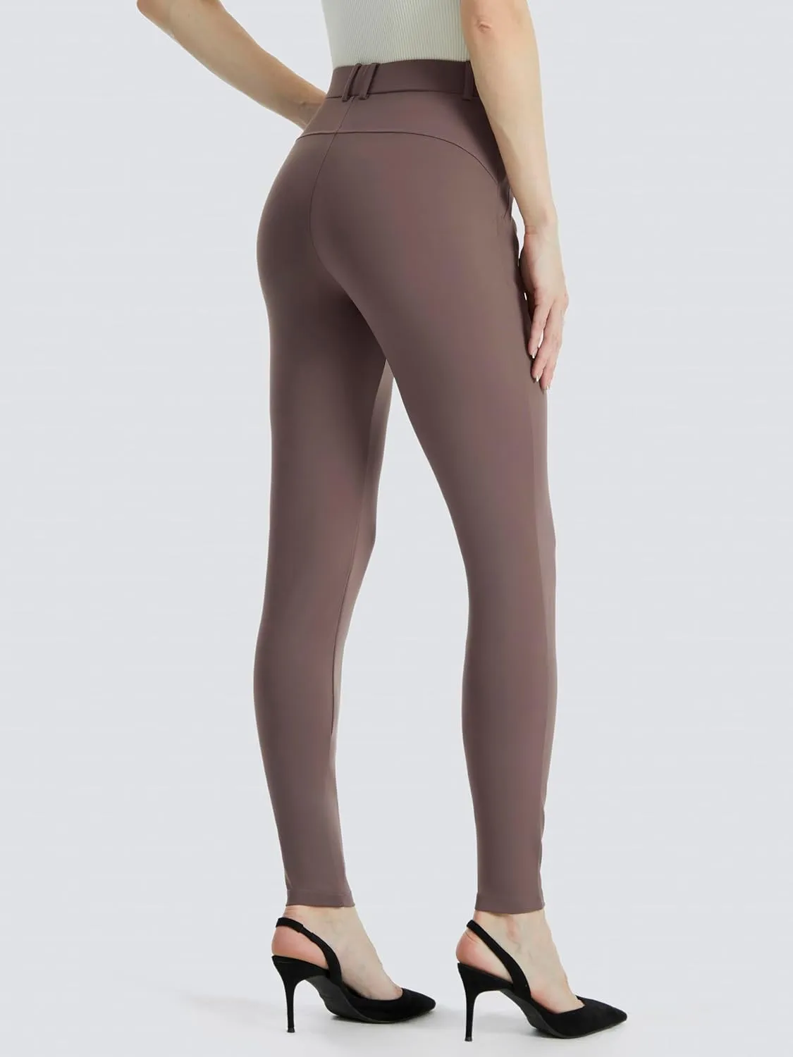 AFITNE Womens Yoga Dress Pants High Waisted Pull On Skinny Work Slacks Stretch Office Casual Pants with Belt Loops 28/30