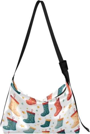 ALAZA Colorful Star Socks Xmas Women's Leather Hobo Handbag Shoulder Bag Crossbody Casual Large Tote Bag Purse