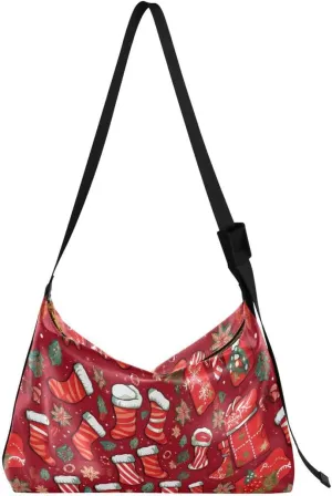 ALAZA Socks Snowflake Snow Women's Leather Hobo Handbag Shoulder Bag Crossbody Casual Large Tote Bag Purse