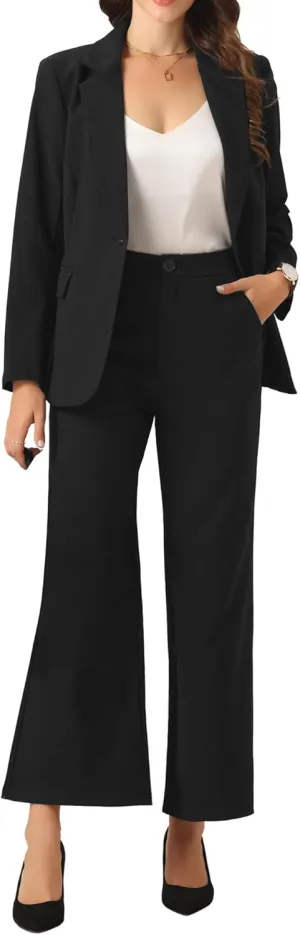 Allegra K Blazer Pant Suits for Women Work Blazer Pants Set Business 2 Piece Outfits