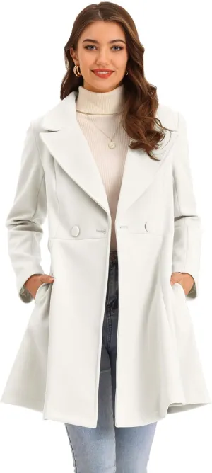 Allegra K Winter Peacoat for Women's Shawl Lapel Overcoat 2024 Single Breasted Belted Long Trench Coats