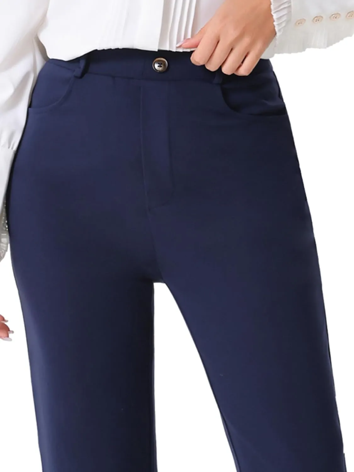Allegra K Work Pants for Women's High Waist Straight Slacks Yoga Stretch Business Work Trousers