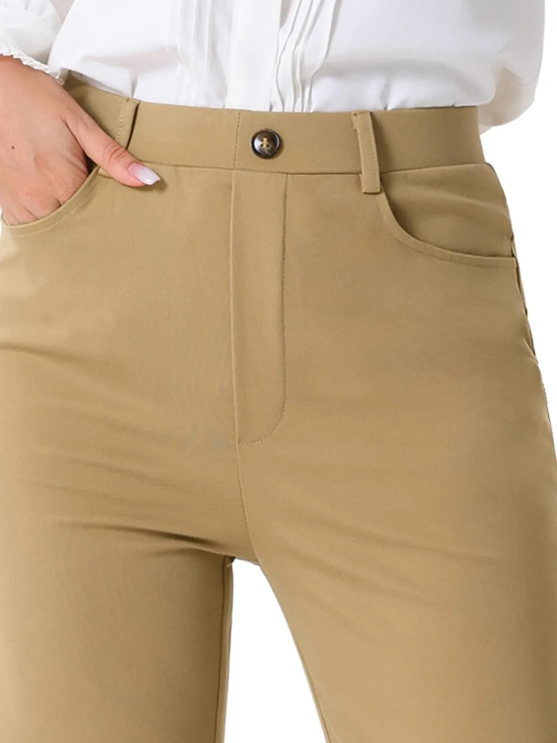 Allegra K Work Pants for Women's High Waist Straight Slacks Yoga Stretch Business Work Trousers