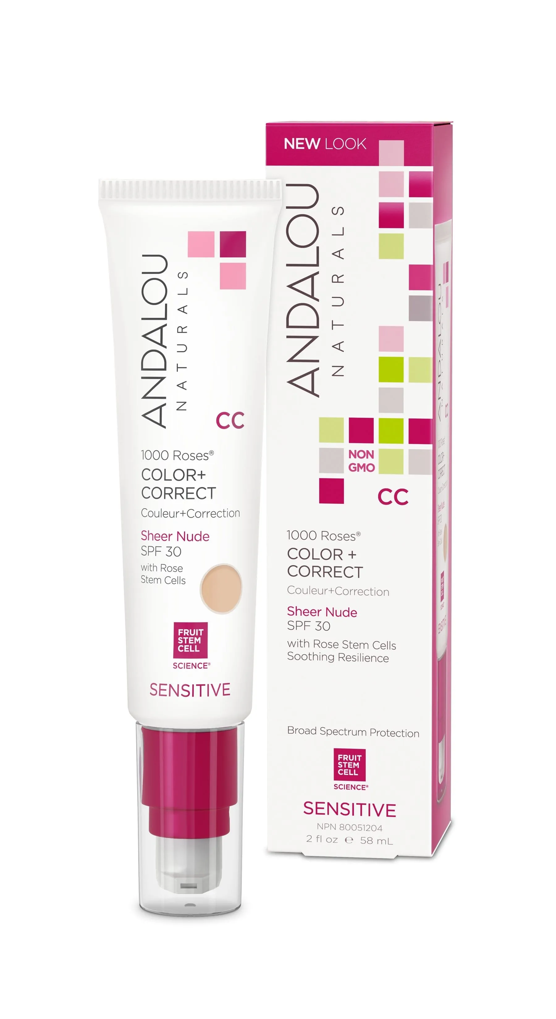 Andalou 1000 Roses Color   Correct Sheer Nude SPF30, 58ml
