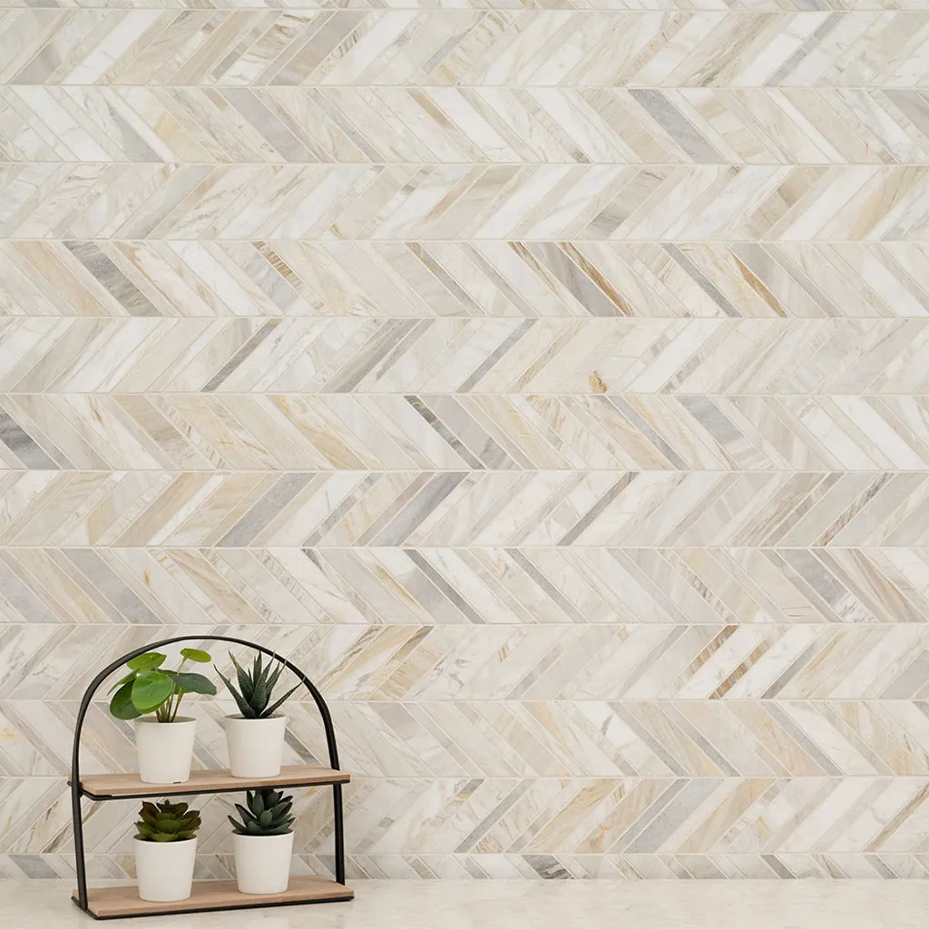 Athena Gold Chevron - Stone Tile
