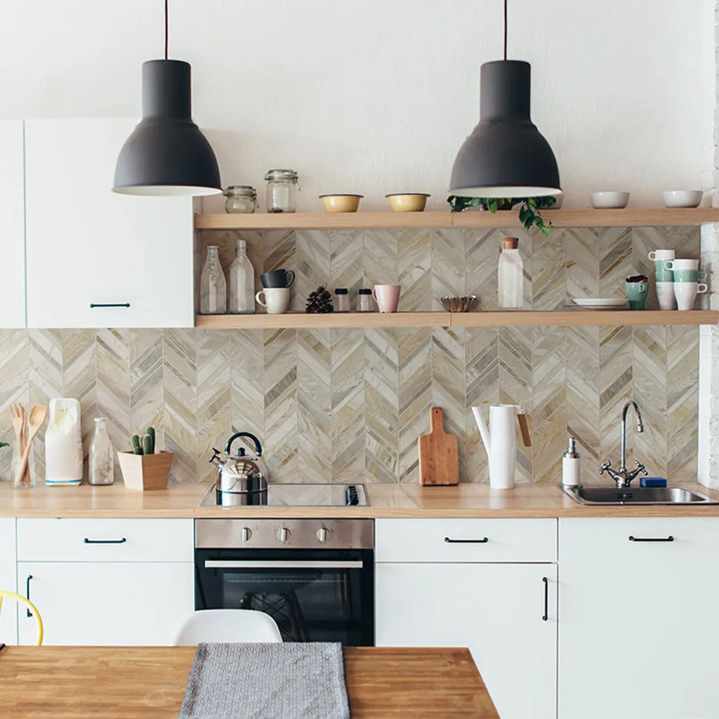 Athena Gold Chevron - Stone Tile