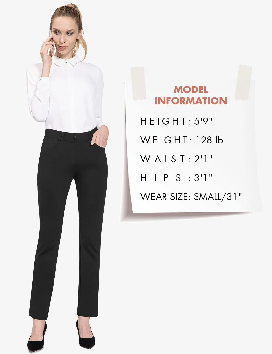 baleaf Womens Dress Pants 29"/31" Yoga Work Pants Straight Leg/Bootcut Pull On Slacks Business Casual Office Pockets