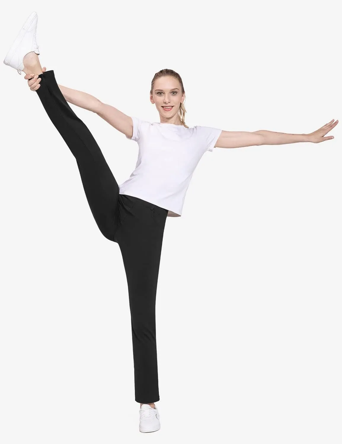baleaf Womens Dress Pants 29"/31" Yoga Work Pants Straight Leg/Bootcut Pull On Slacks Business Casual Office Pockets