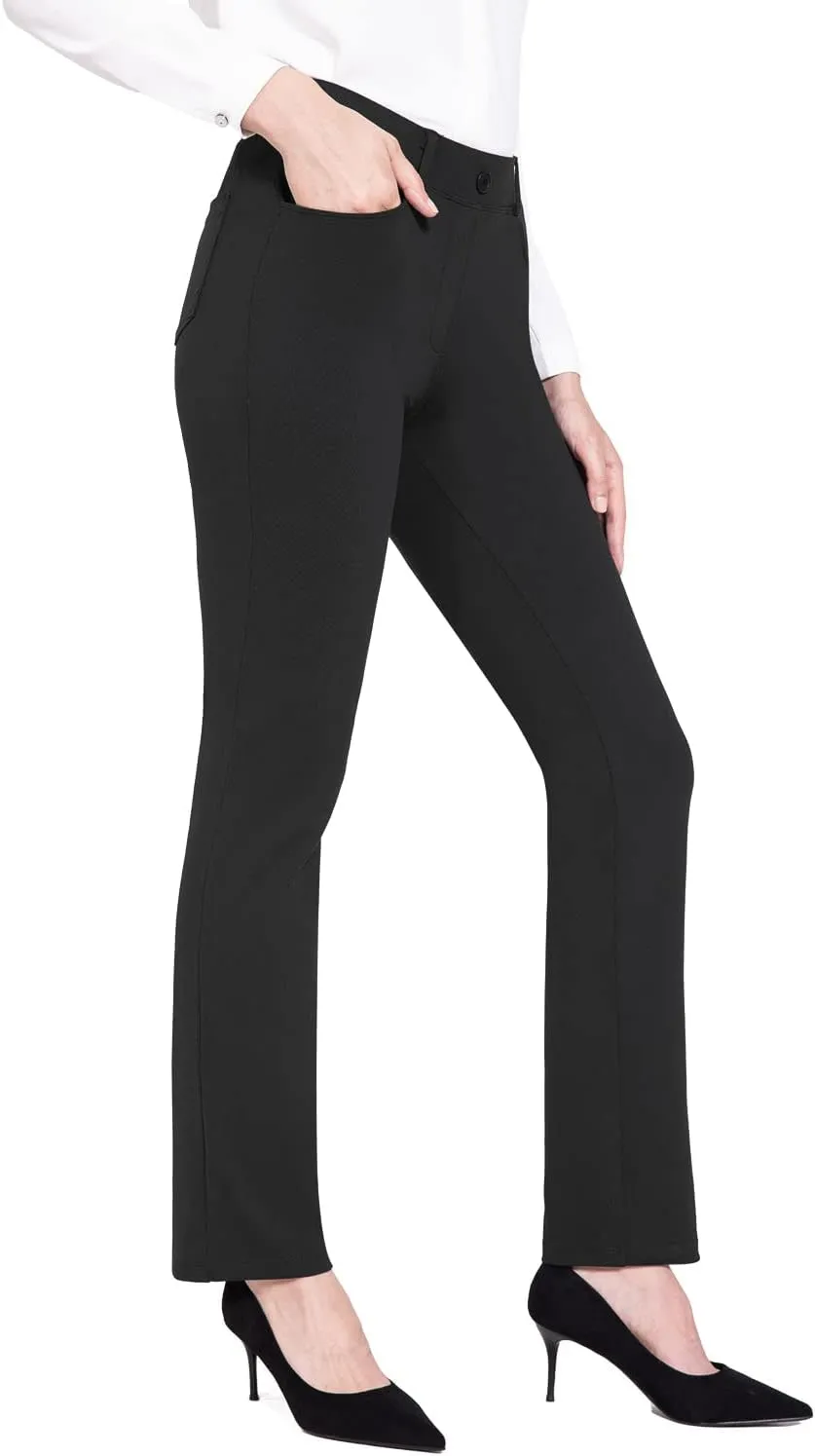 baleaf Womens Dress Pants 29"/31" Yoga Work Pants Straight Leg/Bootcut Pull On Slacks Business Casual Office Pockets