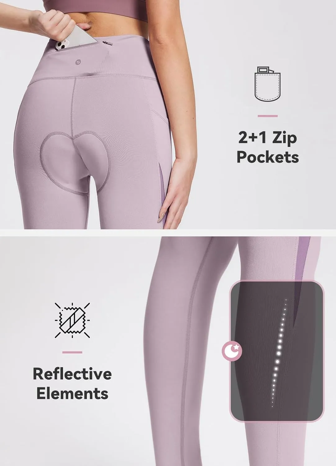 baleaf Womens Winter Cycling Pants Padded Bike Thermal Tights Fleece Lined Leggings Water Resistant Cold Weather Gel Pockets