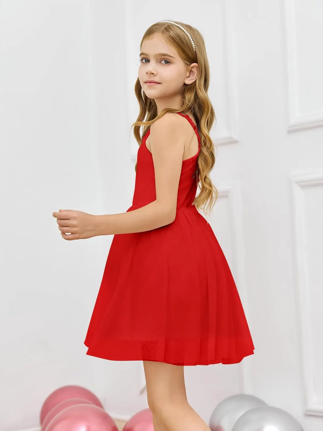 Batermoon Girls One Shoulder Dress Summer Party Graduation Semi Formal Short Dresses 5-14 Years