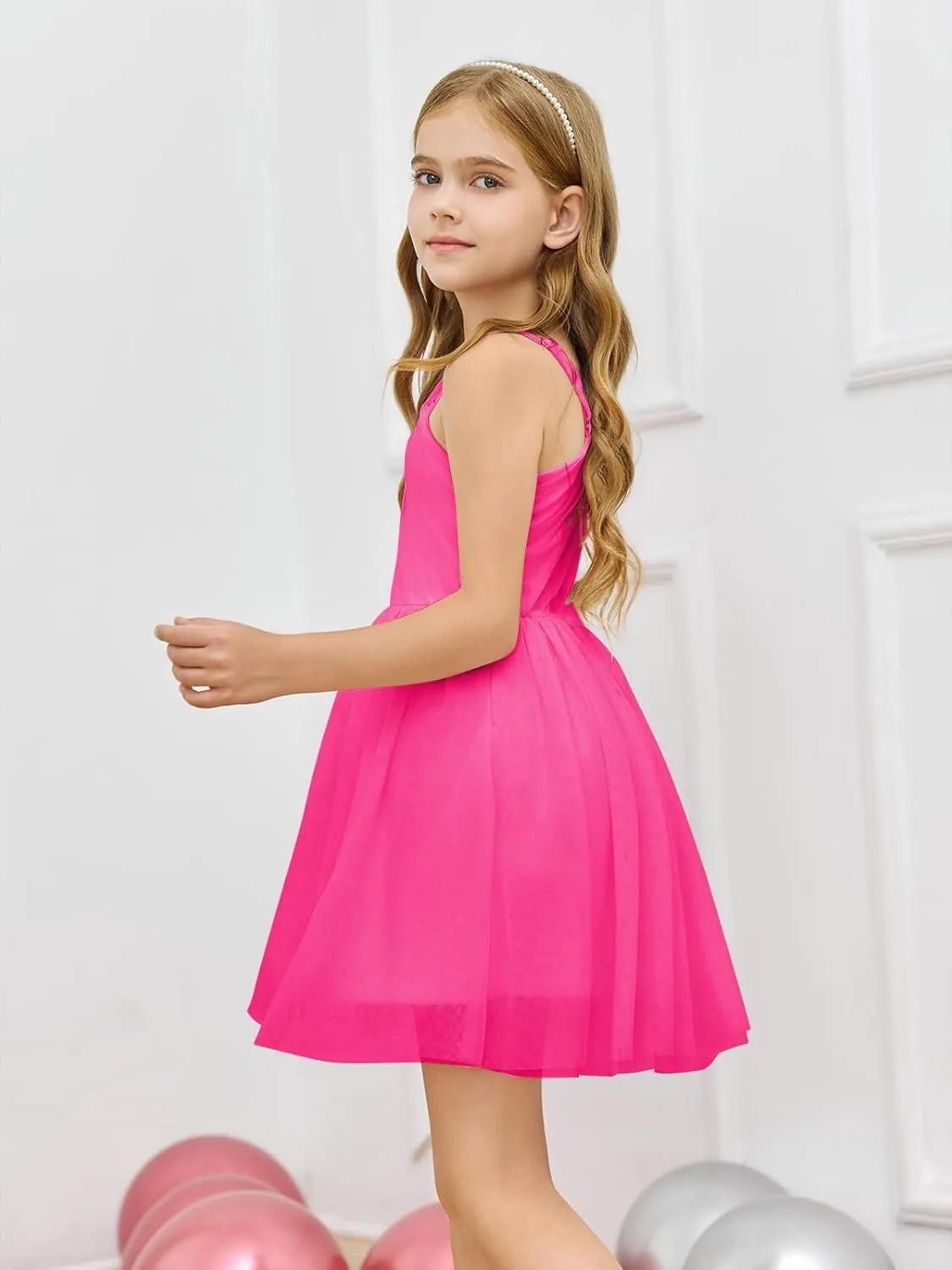 Batermoon Girls One Shoulder Dress Summer Party Graduation Semi Formal Short Dresses 5-14 Years