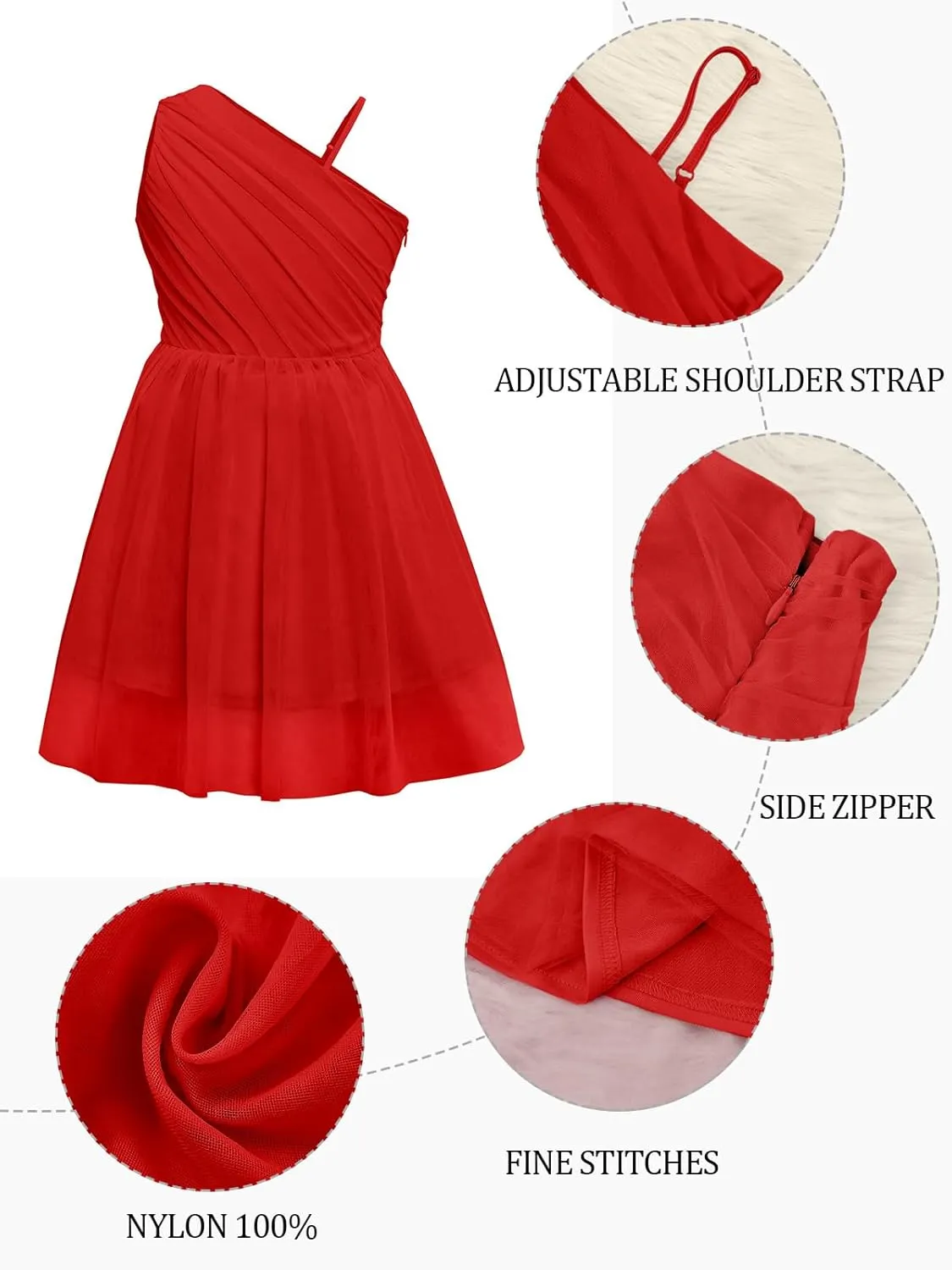 Batermoon Girls One Shoulder Dress Summer Party Graduation Semi Formal Short Dresses 5-14 Years