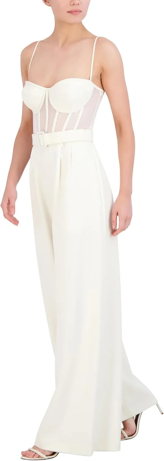 BCBGMAXAZRIA Women's Sleeveless Sweetheart Neck Bustier Jumpsuit