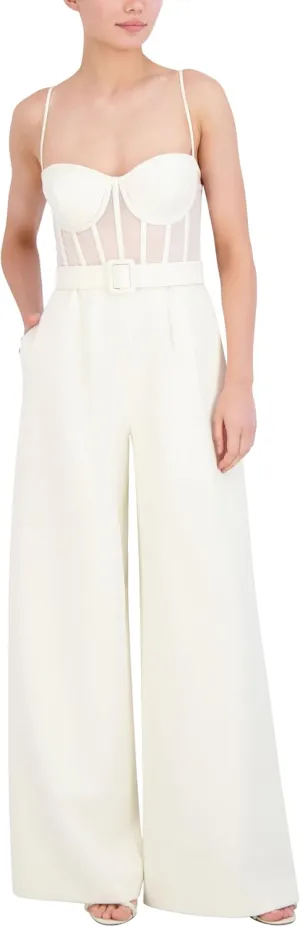 BCBGMAXAZRIA Women's Sleeveless Sweetheart Neck Bustier Jumpsuit