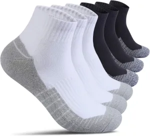 Begrily Cotton Socks for Men Low Cut, Max Cushion Thick Athletic Ankle Mens Sock for Hiking Running Sport Work 6 Pack