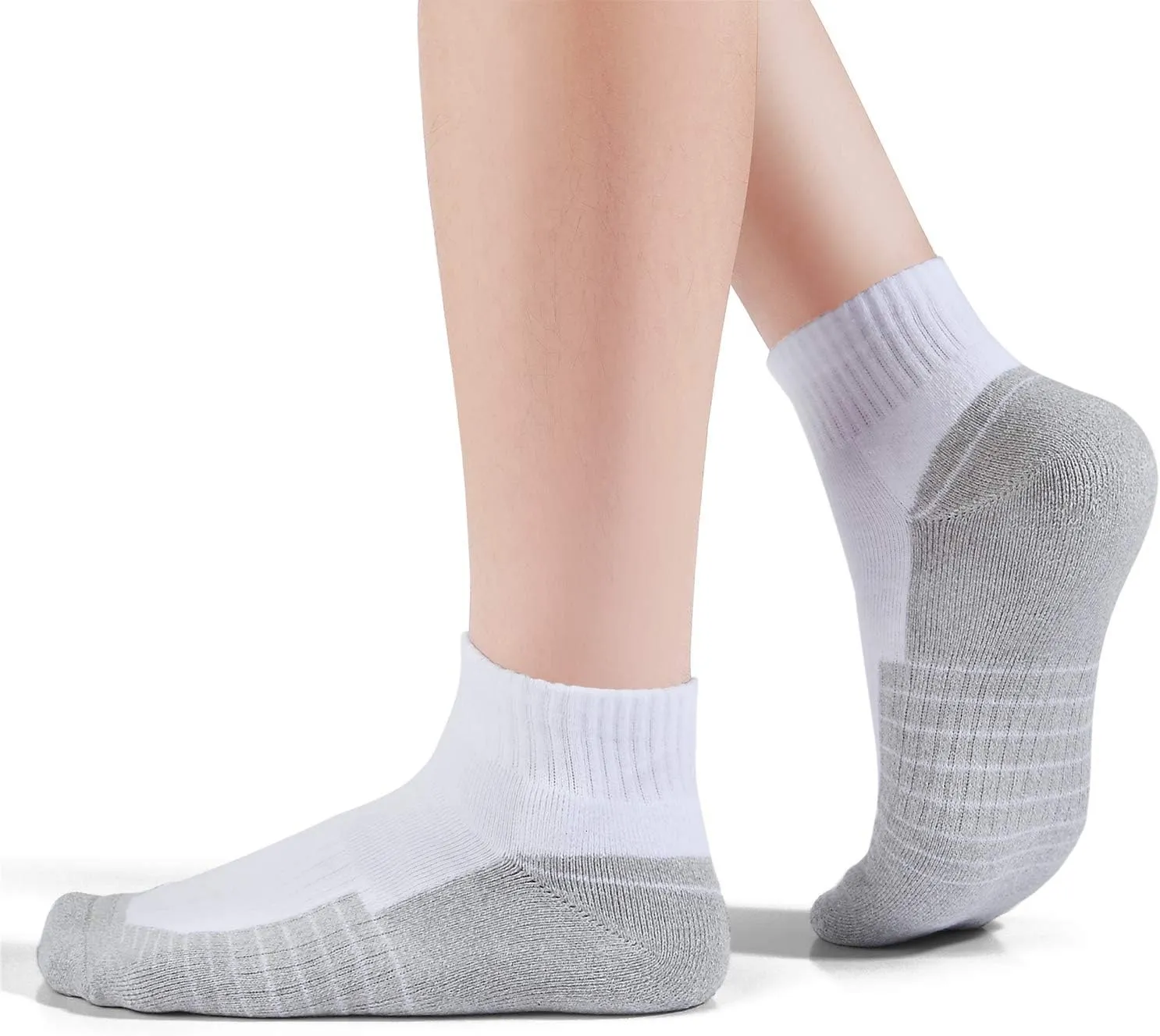 Begrily Cotton Socks for Men Low Cut, Max Cushion Thick Athletic Ankle Mens Sock for Hiking Running Sport Work 6 Pack