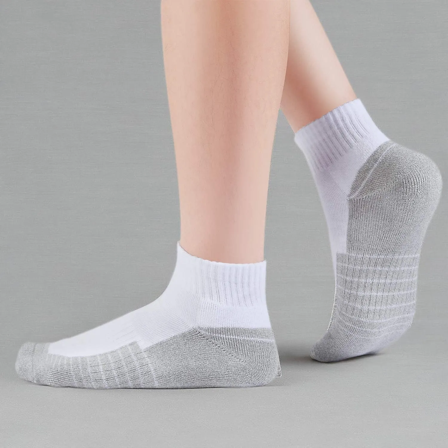 Begrily Cotton Socks for Men Low Cut, Max Cushion Thick Athletic Ankle Mens Sock for Hiking Running Sport Work 6 Pack