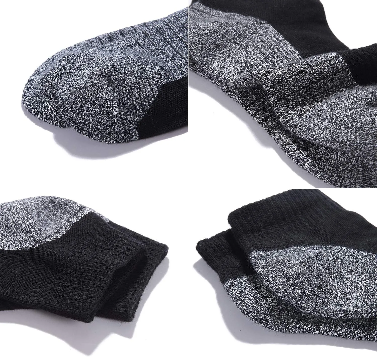 Begrily Cotton Socks for Men Low Cut, Max Cushion Thick Athletic Ankle Mens Sock for Hiking Running Sport Work 6 Pack