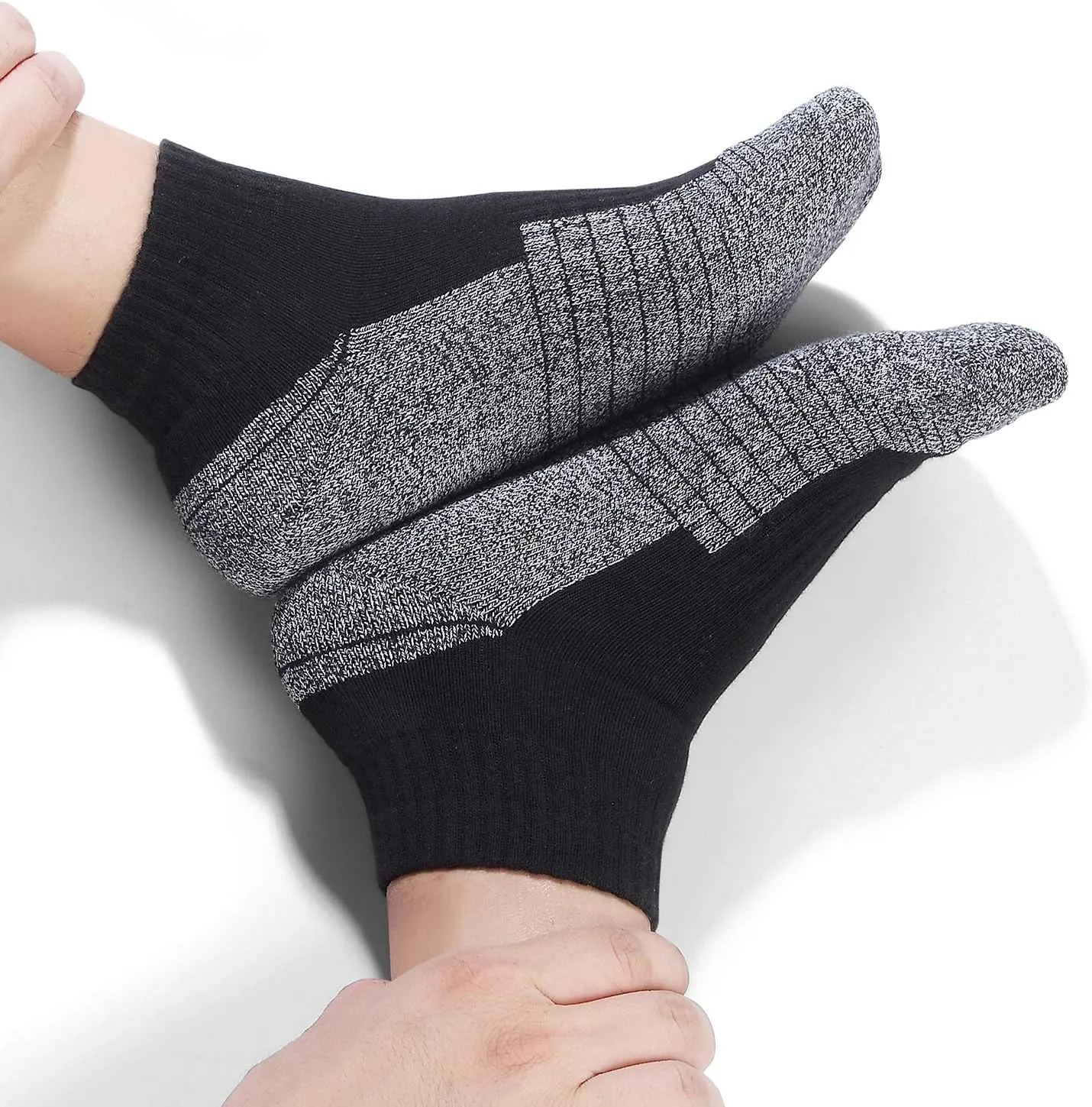 Begrily Cotton Socks for Men Low Cut, Max Cushion Thick Athletic Ankle Mens Sock for Hiking Running Sport Work 6 Pack