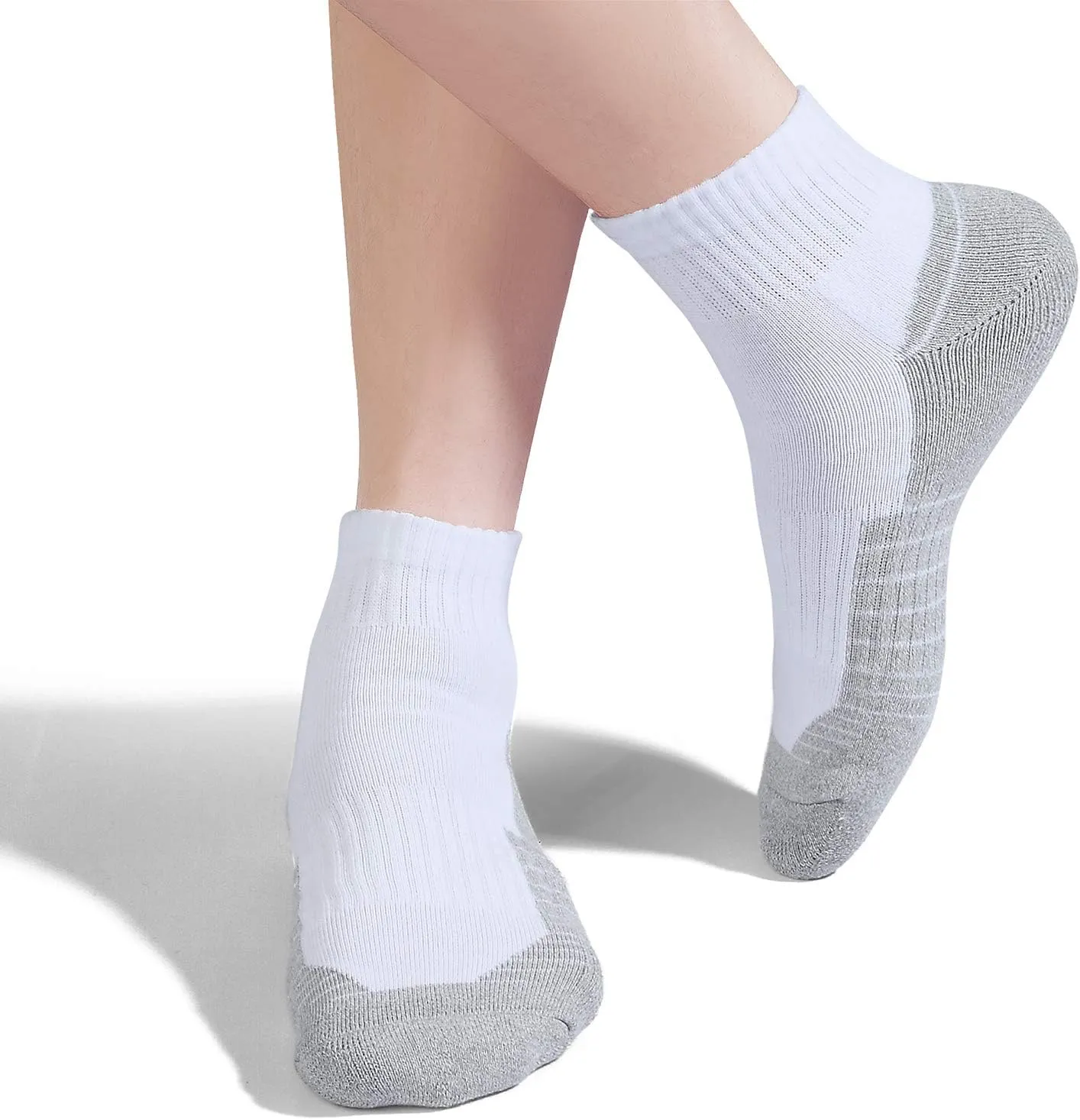 Begrily Cotton Socks for Men Low Cut, Max Cushion Thick Athletic Ankle Mens Sock for Hiking Running Sport Work 6 Pack