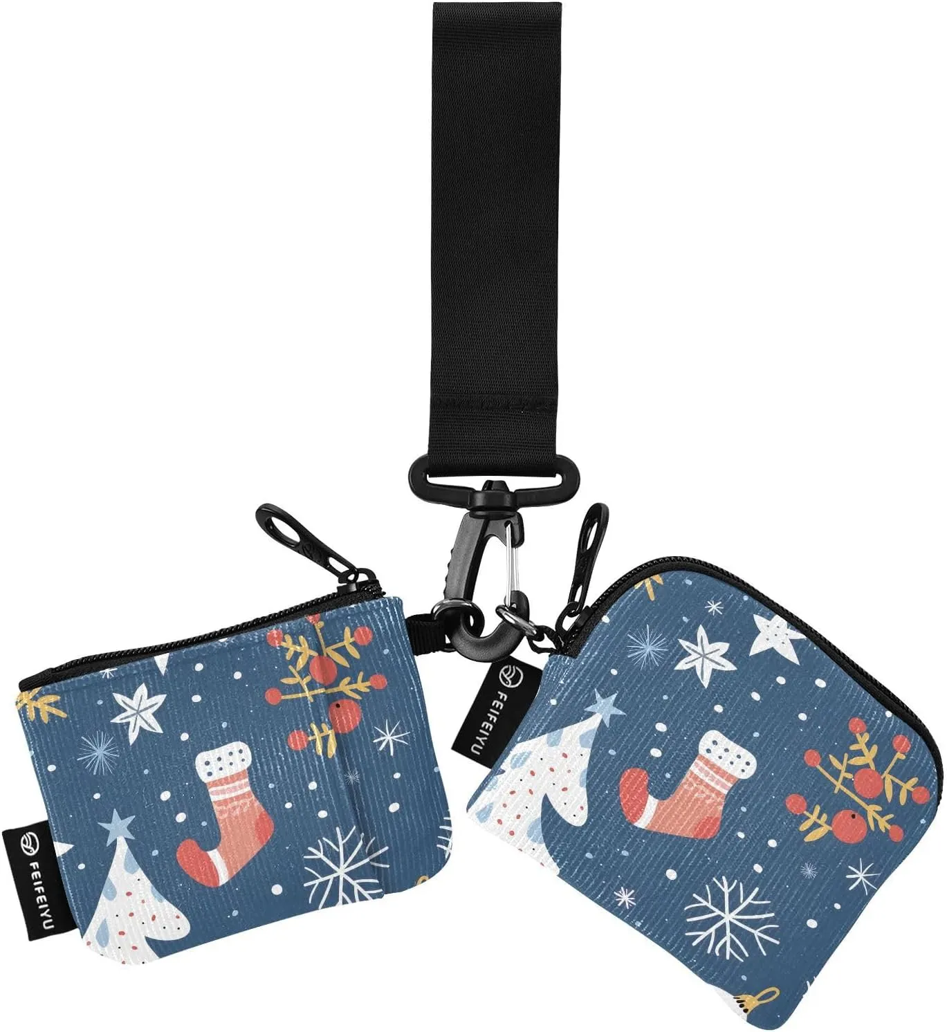Bolaz Mini Zip Around Wristlet Wallet for WomenDetachable Dual Pouch Card Wallet for Sports Outdoor Men Travel-Snow Socks