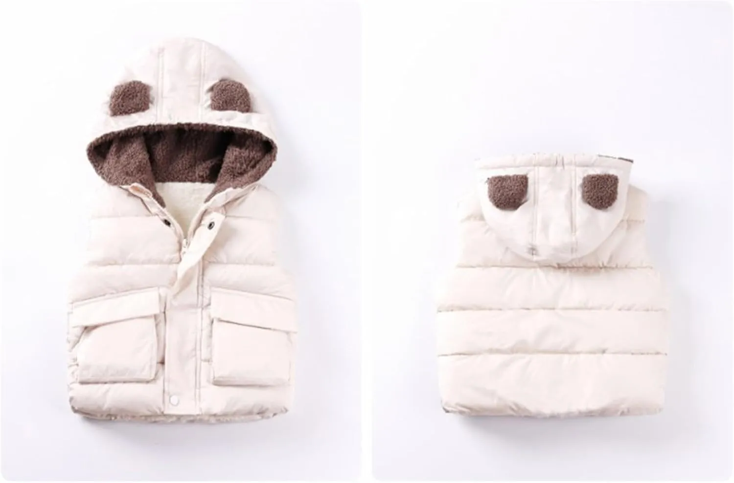 Boys And Girls Fall And Winter Bear Padded Hooded Vest Zipper Cotton Jacket Designer Infant Coats