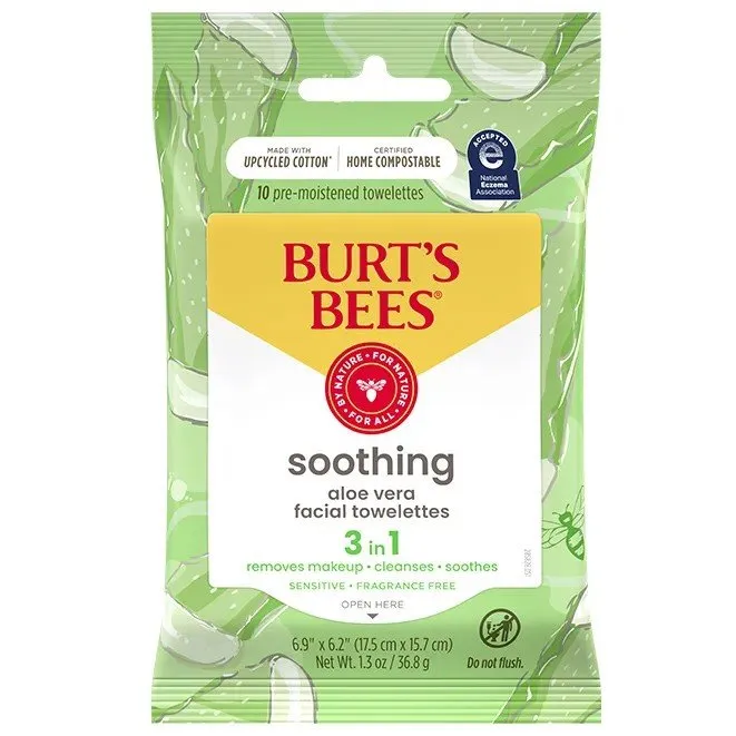 Burt's Bees Soothing 3-in-1 Facial Towelettes with Aloe Vera 30 Towelette