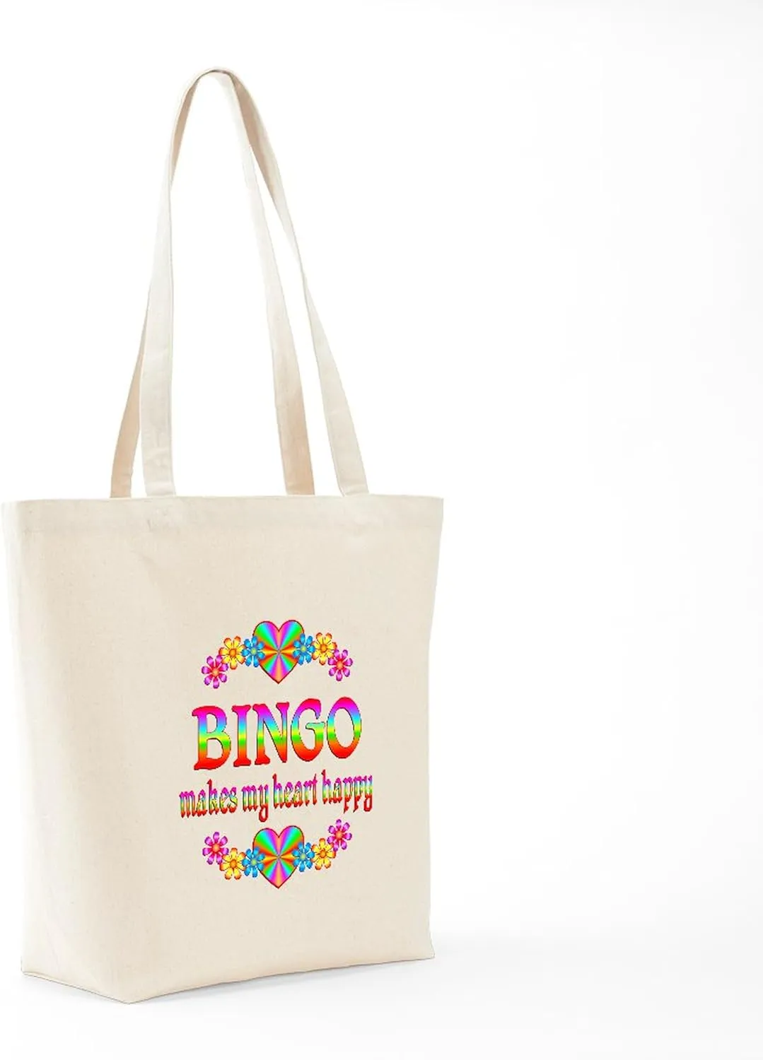 CafePress BINGO Happy Tote Bag Reusable Natural Beige Canvas Shopping Bag